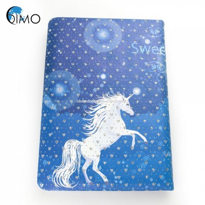 Shining Glitter Blue PU Cover A5 Notebook with Customer Design